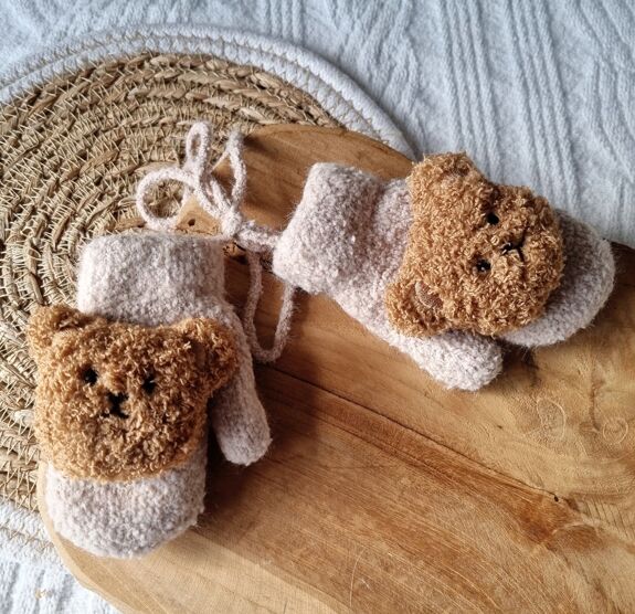 Mitaines ours avec cordon